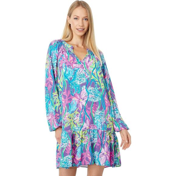 Lilly Pulitzer Dress Size Large Pigment Purple Party All the Tide Lucee Sundress - Picture 1 of 6